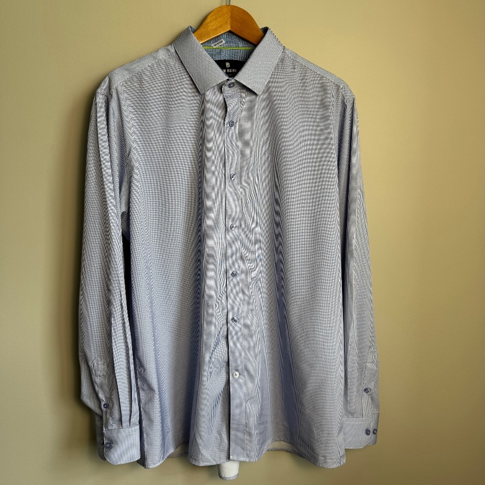 Tom Baine Performance Men's Lightweight Casual Dress Shirt Purple Graph Size XXL